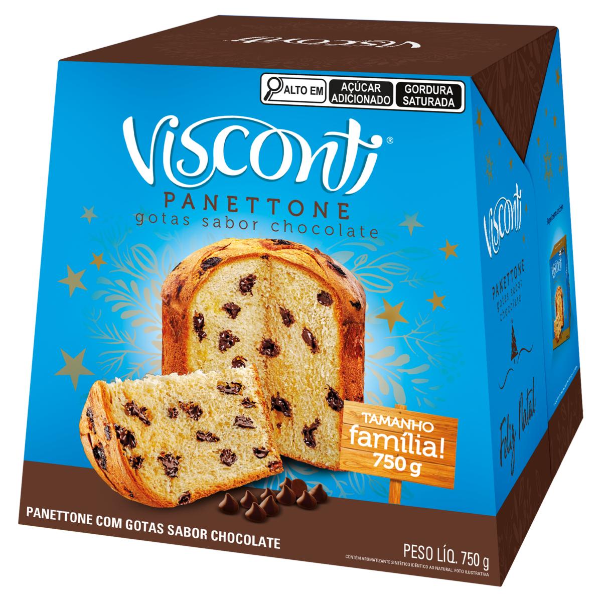 VISCONTI PANETONE 750G GOTAS CHOCO 12U