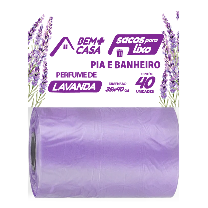 BEM+CASA SACO PARA LIXO PIA E BANHEIRO LAVANDA 20U