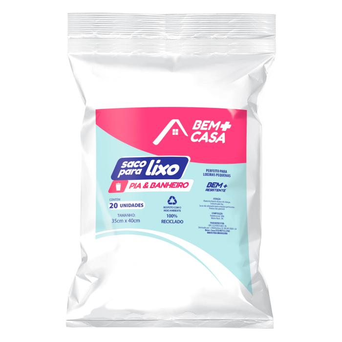 BEM+CASA SACO PARA LIXO PIA E BANHEIRO BRANCO 25U