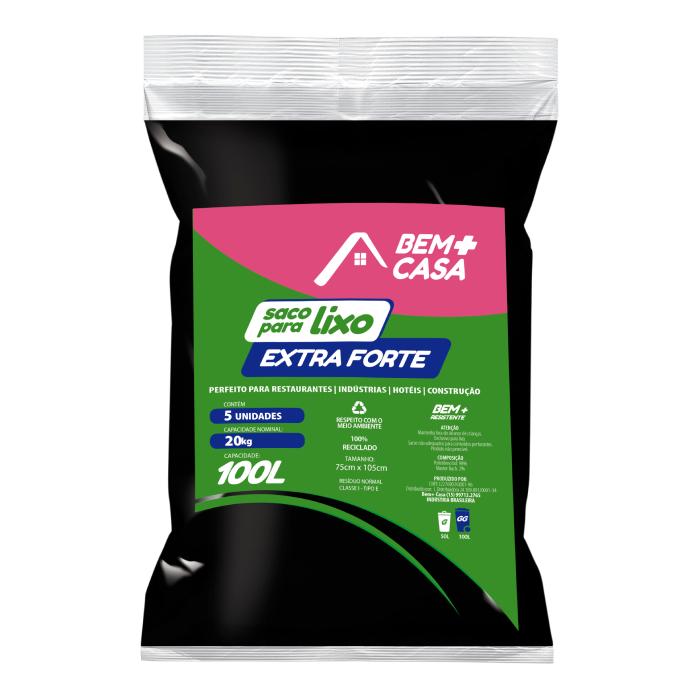 Imagem 1 do produto: BEM+CASA SACO PARA LIXO ALMOFADA 100L EXTRA FORTE 25U