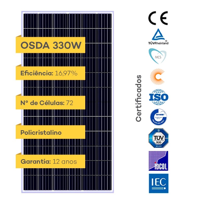 Imagem 3 do produto: Placa Solar Fotovoltaica 330W Policristalino OSDA ODA330-36-P