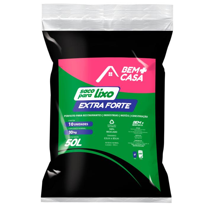 BEM+CASA SACO PARA LIXO ALMOFADA 50L EXTRA FORTE 25U