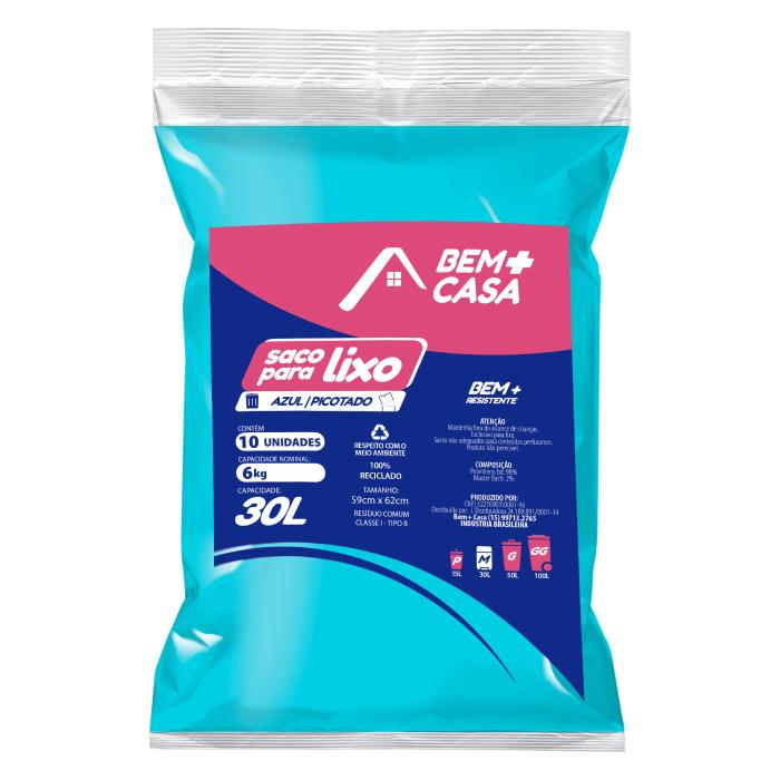 Imagem 1 do produto: BEM+CASA SACO PARA LIXO ALMOFADA 30L AZUL 25U