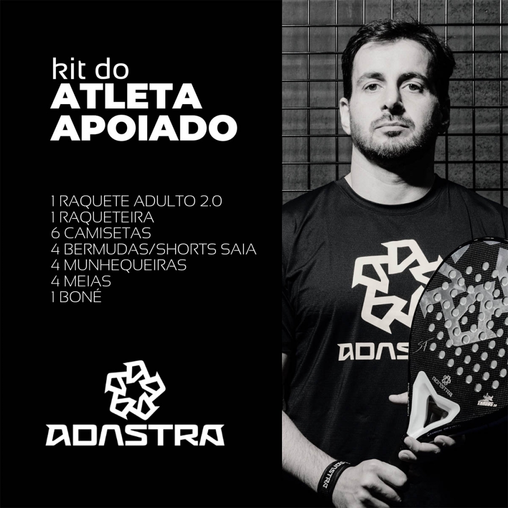 Para os atletas que buscam o melhor em performance e conforto, o Kit Atleta Apoiado ADASTRA oferece tudo o que você precisa para se destacar nas quadras e mostrar seu potencial. Com um conjunto completo de produtos de alta qualidade, você estará preparado para qualquer desafio, com estilo e inovação.