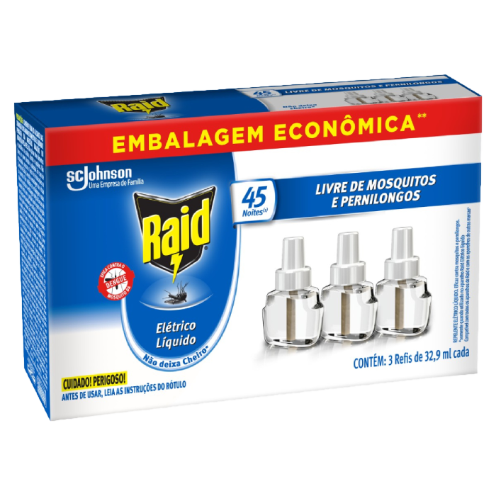 SCJ RAID ELET LIQ 32,9ML RF 45N PROMO C/ 3REFIS 12U