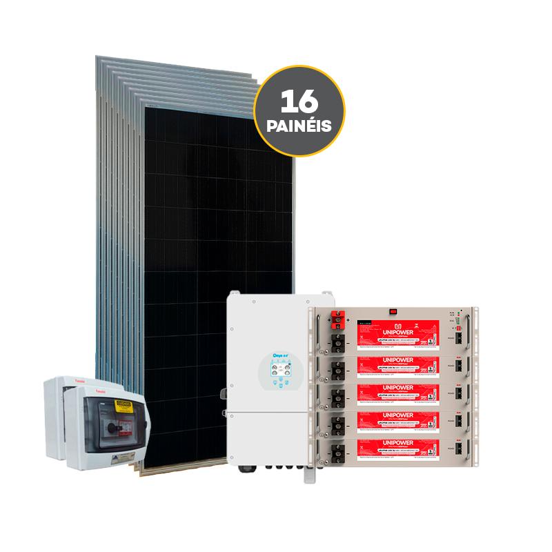 16x 620Wp DAH Solar | 1x Inversor Híbrido 8kW Deye | 5x 100Ah/48V Lítio UCB