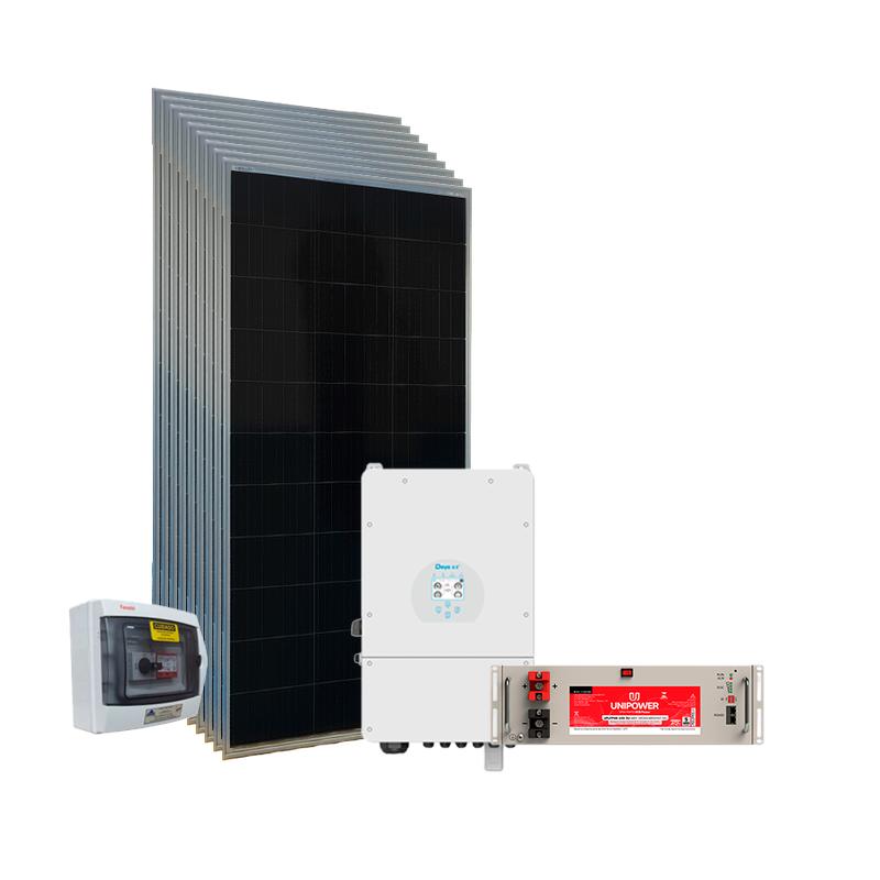 9x 565Wp ZnShine | 1x Inversor Híbrido 8kW Deye | 1x 100Ah/48V Lítio UCB