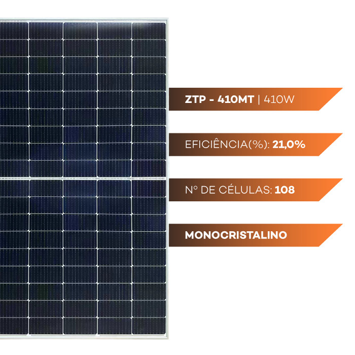 Imagem 2 do produto: Placa Solar Fotovoltaica 410W Monocristalina - ZTROON - ZTP-410M
