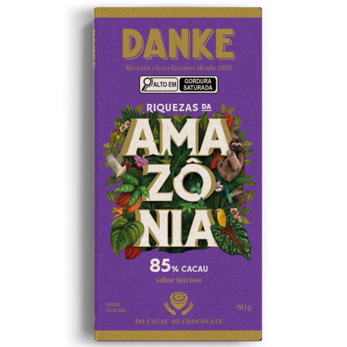 AB DANKE BAR AMAZ 80G 85% CACAU 6DPX12U