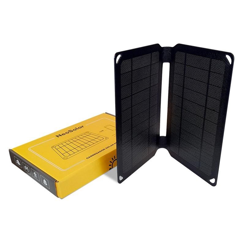 Carregador solar portátil de 10W com porta USB 5V / 2A para uso com Energia Solar Fotovoltaica.