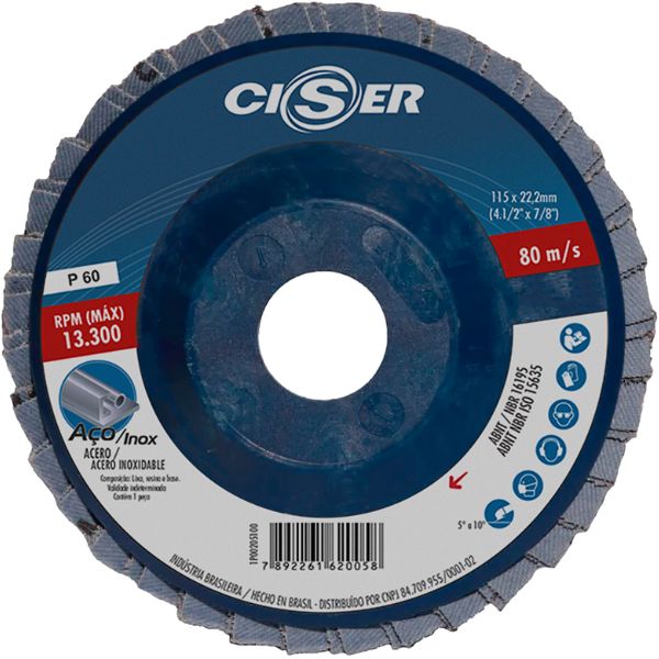 Imagem 1 do produto: Dsico flap Grao 60 nylon preto 115mmx22mm stander  #Ciser #40395