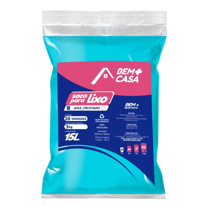 Imagem 1 do produto: BEM+CASA SACO PARA LIXO ALMOFADA 15L AZUL 25U