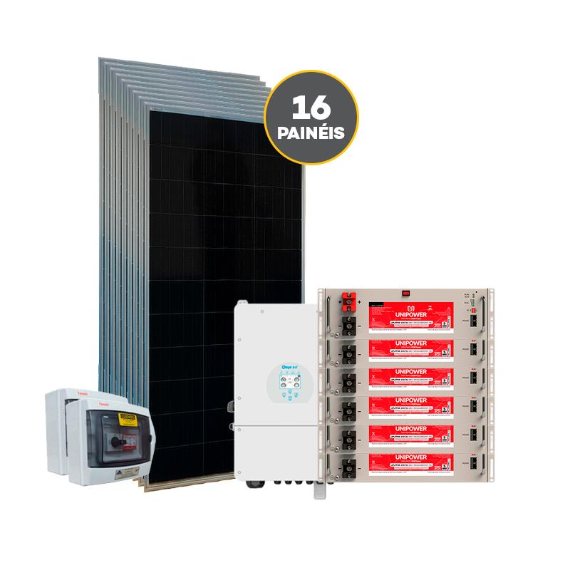16x 620Wp DAH Solar | 1x Inversor Híbrido 8kW Deye | 6x 100Ah/48V Lítio UCB
