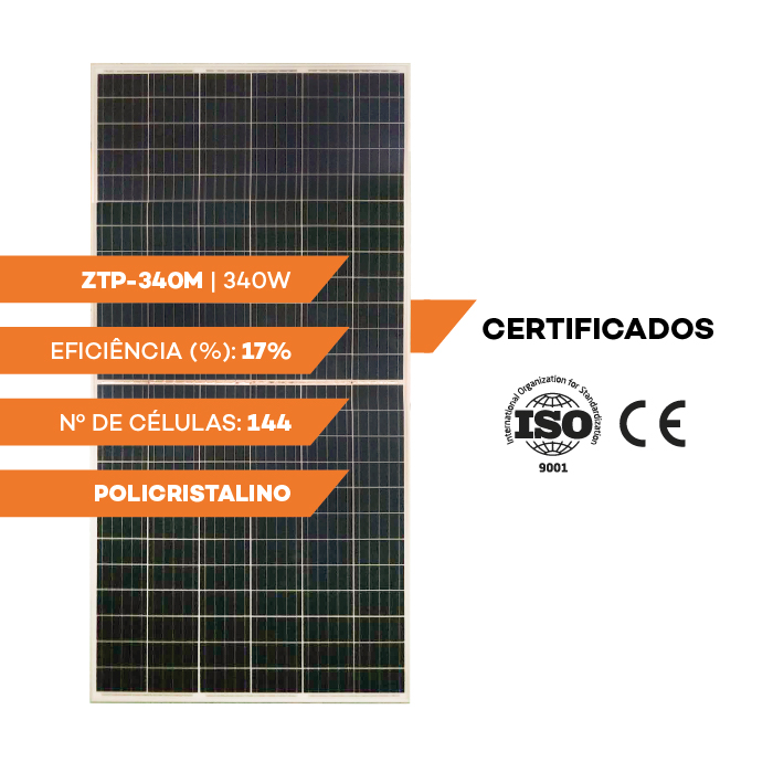 Imagem 2 do produto: Placa Solar Fotovoltaica 340W Policristalina - ZTROON - ZTP-340P