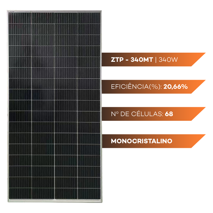 Imagem 2 do produto: Placa Solar Fotovoltaica 340W Monocristalina - ZTROON - ZTP-340M