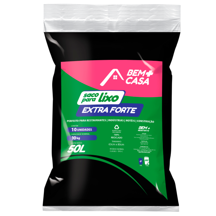 BEM+CASA SACO PARA LIXO ALMOFADA 50L EXTRA FORTE 25U