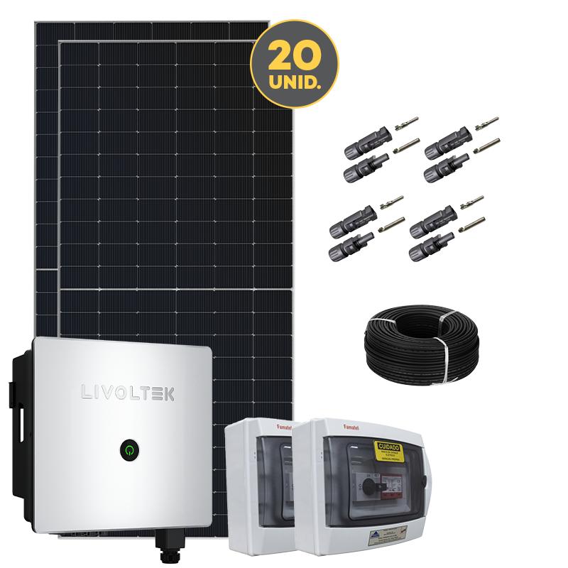 20x 620Wp DAH | 10kW Mono 220V 2 MPPT AFCI | 2x Stringbox 2 STRING IP65 25A 1000V | Estrutura de fixação: Estrutura p/ Laje