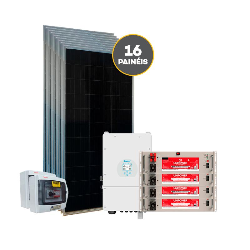 16x 620Wp DAH Solar | 1x Inversor Híbrido 8kW Deye | 4x 100Ah/48V Lítio UCB
