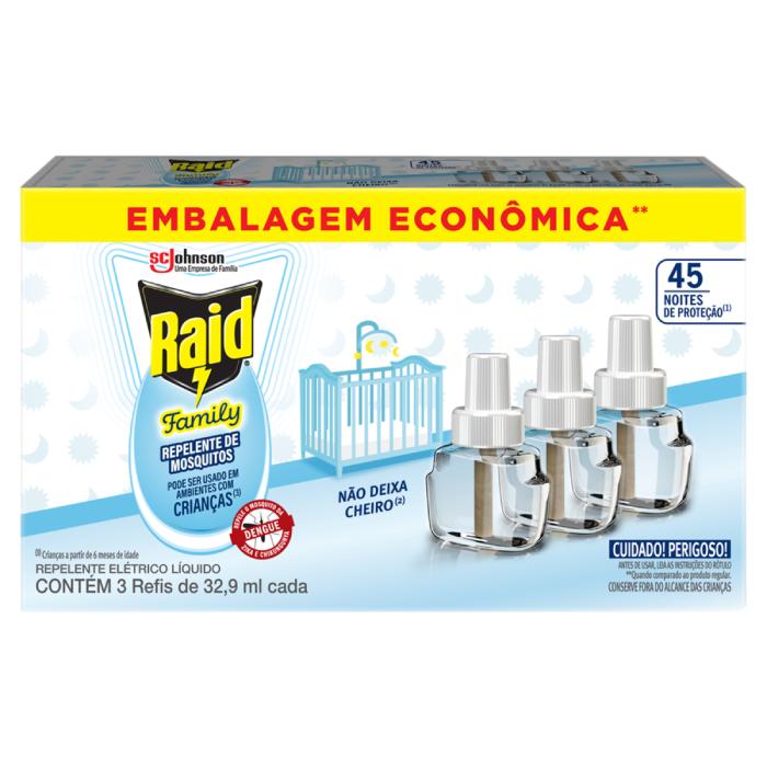 Imagem 1 do produto: SCJ RAID ELET LIQ 32,9ML RF 45N FAMILY PROMO EMB ECON C/ 3RF 12U