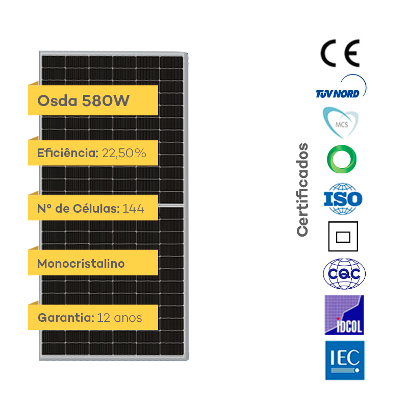 Imagem 2 do produto: Painel Solar Fotovoltaico 580W - OSDA ODA580-36V-MH