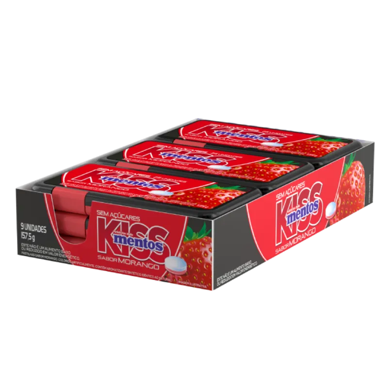 Imagem 2 do produto: PVM MENTOS PORTATIL 25G KISS MORANGO 12DPX9U